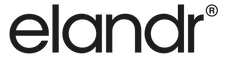 The image shows the word "elandr" in bold, black, lowercase letters with a registered trademark symbol (&reg;) at the top right of the text.